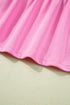 Contrast Striped Collar Patchwork Puff Sleeve Ruffle Hem Mini Dress